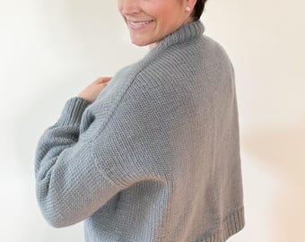 Chunky Knit Cardigan Pattern, Easy Top-Down Sweater (Digital Pattern)