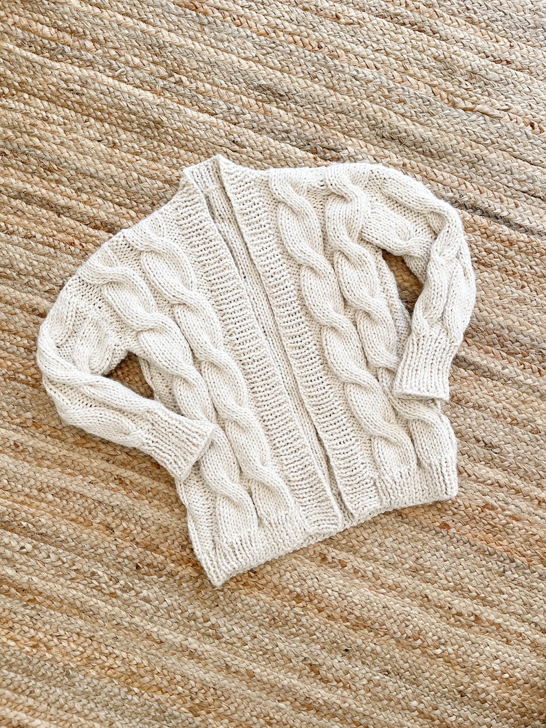 Cable Knit Sweater Pattern Easy Cable Sweater Knitting Pattern Cozy Cardigan Knit Pattern image 4
