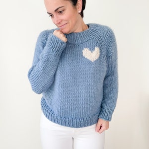 Knitting Pattern Top Down Raglan Sweater Heart Sweater Knitting Pattern Heart Knit Sweater Pattern Raglan Heart Sweater Knitting Pattern