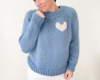 Knitting Pattern Top Down Raglan Sweater Heart Sweater Knitting
