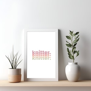 Breien cadeau afdrukbare muur kunst voor breiers afdrukbare muur kunst Boho Knitter kunstcadeaus voor breiers digitale muur kunstcadeaus voor breier