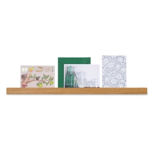 Mensola per foto in legno massello con scanalatura, mensola per foto in rovere, noce, faggio, decorazione da parete, cartoline, poster, porta biglietti da visita, stretto, oliato naturalmente, regalo