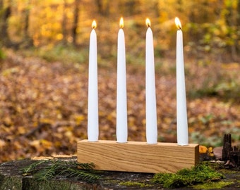 Adventskranz aus Holz Eiche oder Nussbaum Geschenkidee für Advent, Weihnachten wiederverwendbar Weihnachtsdeko Weihnachtskranz modern sicher