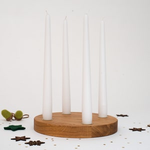 Adventskranz Holz Eiche für Stabkerzen Geschenk für Advent und Weihnachten Weihnachtsdeko skandinavisch modern wiederverwendbar nadelt nicht Bild 3