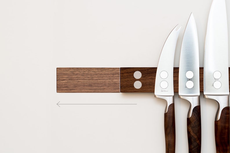 Knife strip configurator for up to 15 knives lengths 21 to 76 cm different types of wood and strong double magnets, knife block without drilling image 1