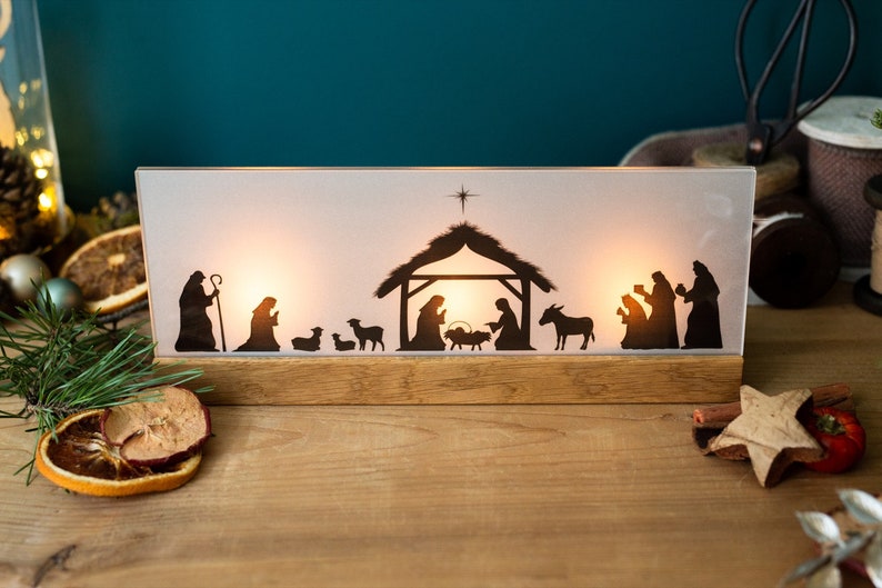 Luminary Nativity Scene oak image 5