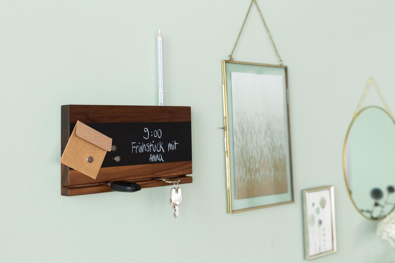 Key Board Boîte à clés en bois de noyer avec papier daluminium de table magnétique, cadeau pour mariage ou emménagement, porte-clé image 10