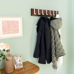 Wall wardrobe wood walnut wardrobe bar coat hooks coat rack hook bar wardrobe board space-saving simple modern image 4