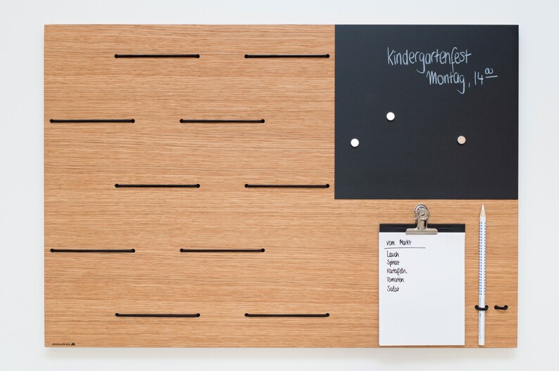 Memoboard Holz Eiche Notiztafel mit magnetischer Tafelfolie | Etsy