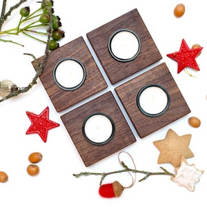 Adventskranz Holz modern vier Kerzenhalter zur individuellen Anordnung, für die Familie, Erwachsene als Geschenk Weihnachtsdeko Adventsdeko Bild 1