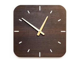 Horloge de cuisine chêne fumé | 35 cm | Horloge | Conception | avec un mouvement à quartz silencieux | pour le salon cuisine chambre | | durable Grand