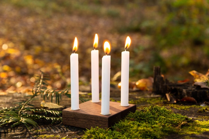 Adventskranz klein Holz inkl. 8 Kerzen Kerzenhalter wiederverwendbar minimalistisch modern Weihnachtsgeschenk Weihnachtsdeko skandinavisch Bild 2