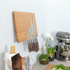 Magnetic Knife Block Wall Mounted oak image 2