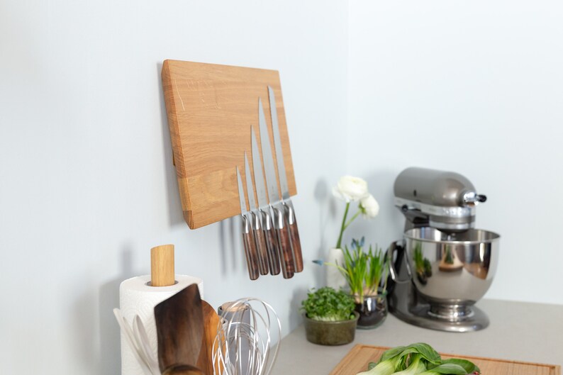 Magnetic Knife Block Wall Mounted oak image 2