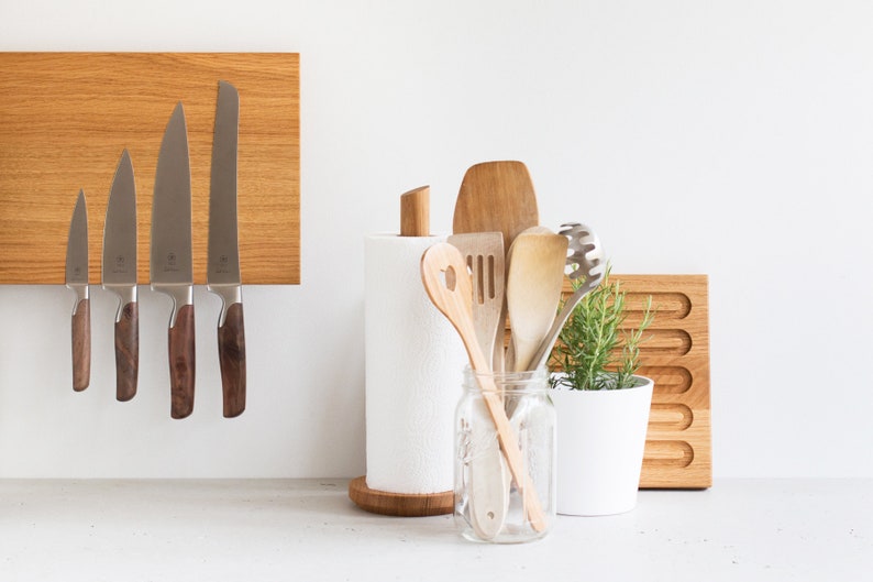 Magnetic Knife Block Wall Mounted oak image 5