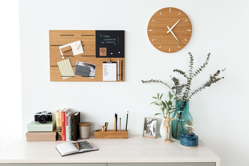 Memoboard Holz Eiche Notiztafel mit magnetischer Tafelfolie | Etsy