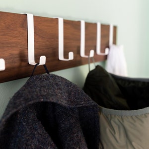 Wall wardrobe wood walnut wardrobe bar coat hooks coat rack hook bar wardrobe board space-saving simple modern image 3