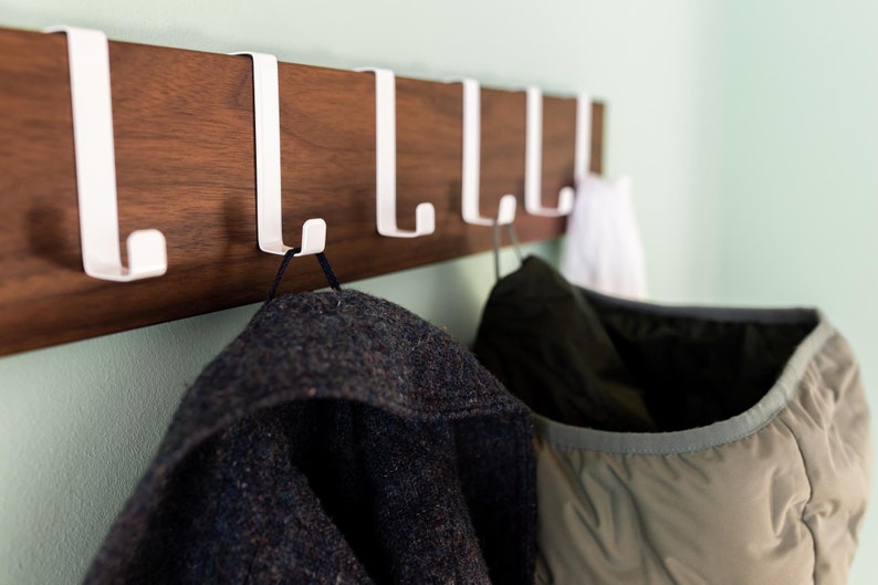 Wall wardrobe wood walnut wardrobe bar coat hooks coat rack hook bar wardrobe board space-saving simple modern image 3