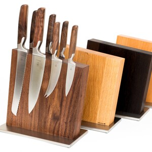 Messerblock Holz Räuchereiche magnetisch ohne Messer starke Magnete modern schlicht und edel zur Messeraufbewahrung Messerhalter Küche Bild 9