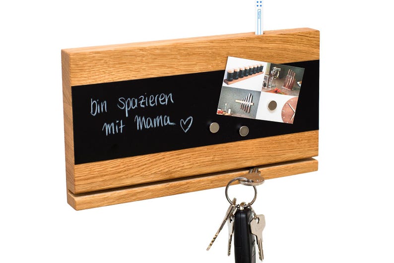 Wooden Key Rack With Magnetic Board – Wall-mounted Key Holder With ...