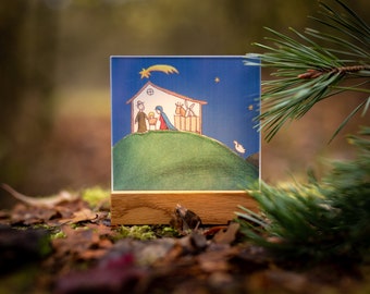 Crib Mini Wood | different motifs | Nativity scene modern | Nativity scene candle | Nativity figures | Candle holder Christmas gift