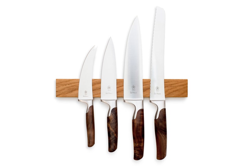 Messerleiste Holz Magnet Eiche für 4, 6 oder 9 Messer Längen 21 bis 46 cm, Blickfang in der Küche , magnetisch Messerblock ohne Bohren Bild 3