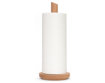Kitchen paper holder wood beech kitchen roll holder simple and elegant firm stand sustainable for the kitchen moving in birthday noble gift