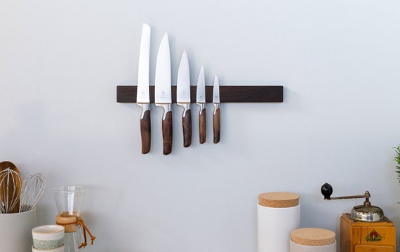Messerleiste Räuchereiche magnetisch – dunkles Holz, für 3–9 Messer, Messerblock-Alternative