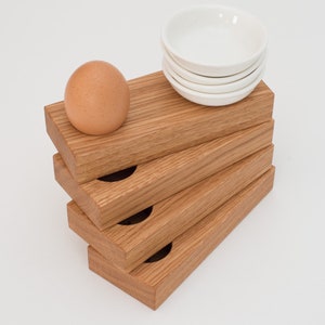 Egg cup wood oak with bowl practical as a gift design handmade stackable simple elegant porcelain image 10