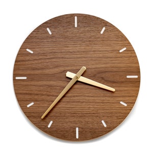 Wanduhr Holz Wanduhr groß Wanduhr modern Kinder 35cm Uhr Design mit flüsterleisem Quarzuhrwerk für Wohnzimmer Küche Büro lautlos rund Bild 1