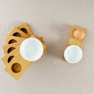 Egg cup wood oak with bowl practical as a gift design handmade stackable simple elegant porcelain image 9