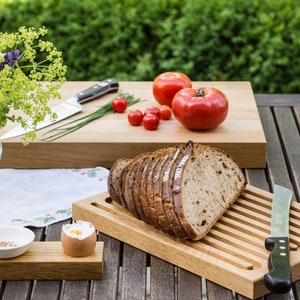 Eierbecher Holz Eiche mit Schale praktisch als Geschenk Design handgemacht stapelbar schlicht edel Porzellan Bild 7