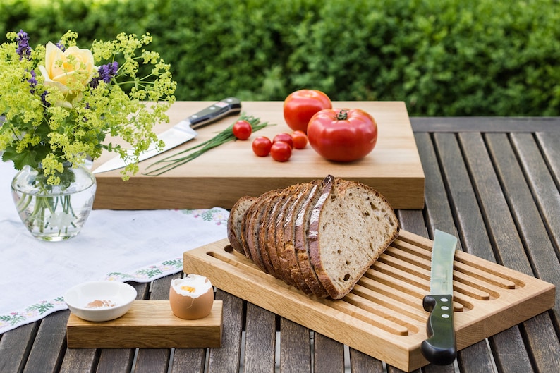 Eierbecher Holz Eiche mit Schale praktisch als Geschenk Design handgemacht stapelbar schlicht edel Porzellan Bild 7