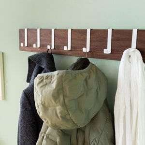 Wall wardrobe wood walnut wardrobe bar coat hooks coat rack hook bar wardrobe board space-saving simple modern image 1