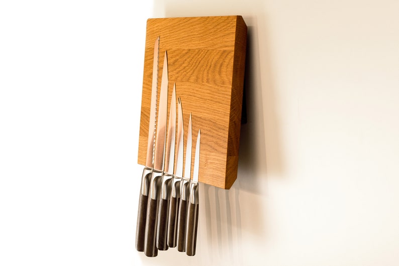 Magnetic Knife Block Wall Mounted oak image 9