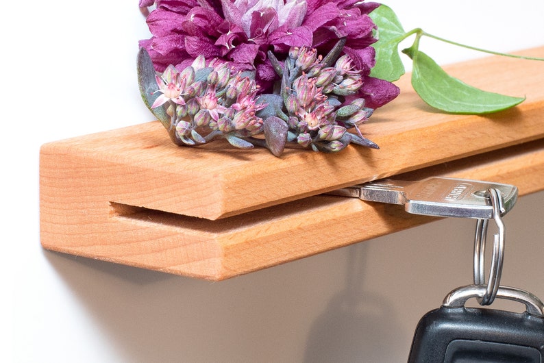 Key board wood solid beech key box, key board with shelf, gifts for men, woman, wedding, key strip key image 8
