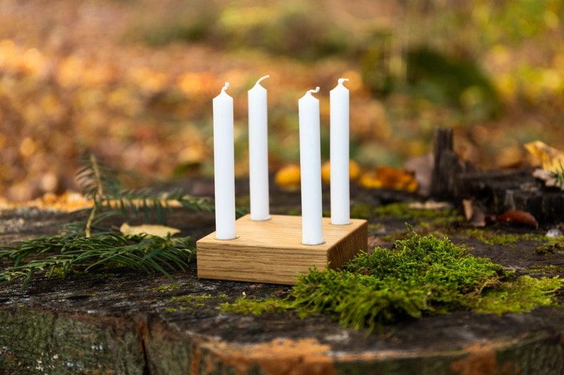 Adventskranz klein Holz inkl. 8 Kerzen Kerzenhalter wiederverwendbar minimalistisch modern Weihnachtsgeschenk Weihnachtsdeko skandinavisch Bild 4