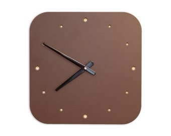 Wandklok bruin | afgerond | (35 cm) | Klok | Ontwerp | met fluisterstil quartz uurwerk | voor woonkamer keuken slaapkamer | duurzame | Groot