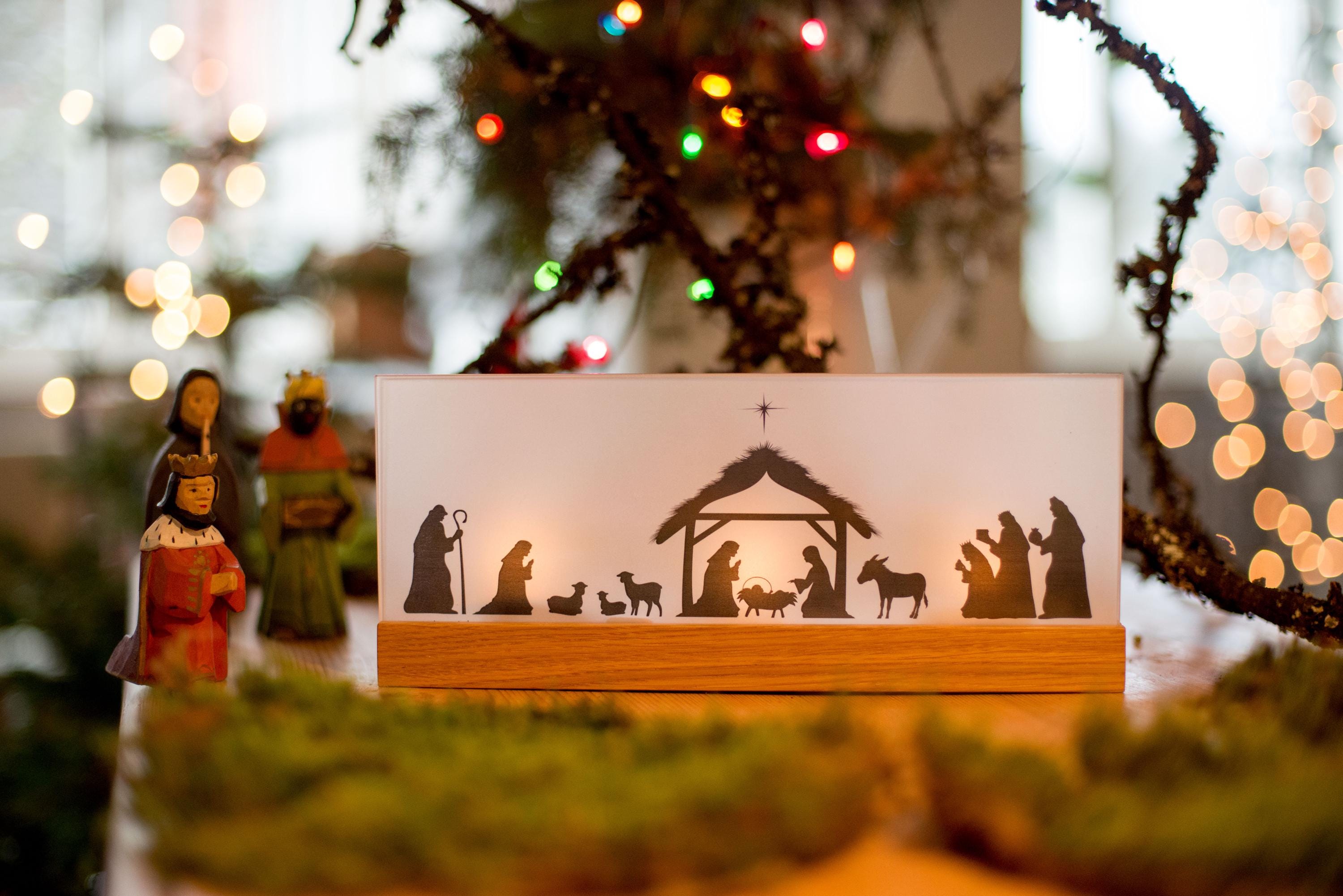 Crèche De Noël En Fer Forgé - Silhouette De La Nativité - Décoration Chrétienne Pour Table, Cheminée, Mur