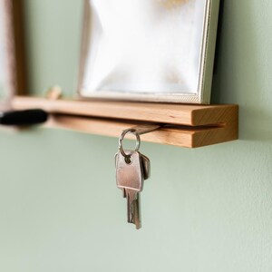 Key board wood solid beech key box, key board with shelf, gifts for men, woman, wedding, key strip key image 3