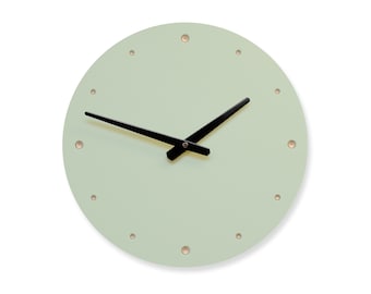 Horloge murale vert pâle (35 cm) | horloge | thème | avec mouvement à quartz silencieux | pour salon cuisine chambre | durable | grand | autour