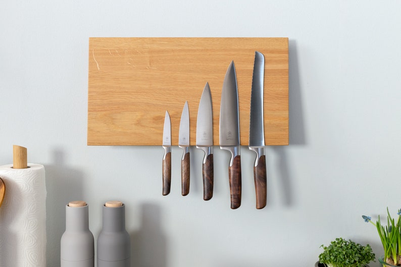 Magnetic Knife Block Wall Mounted oak image 3