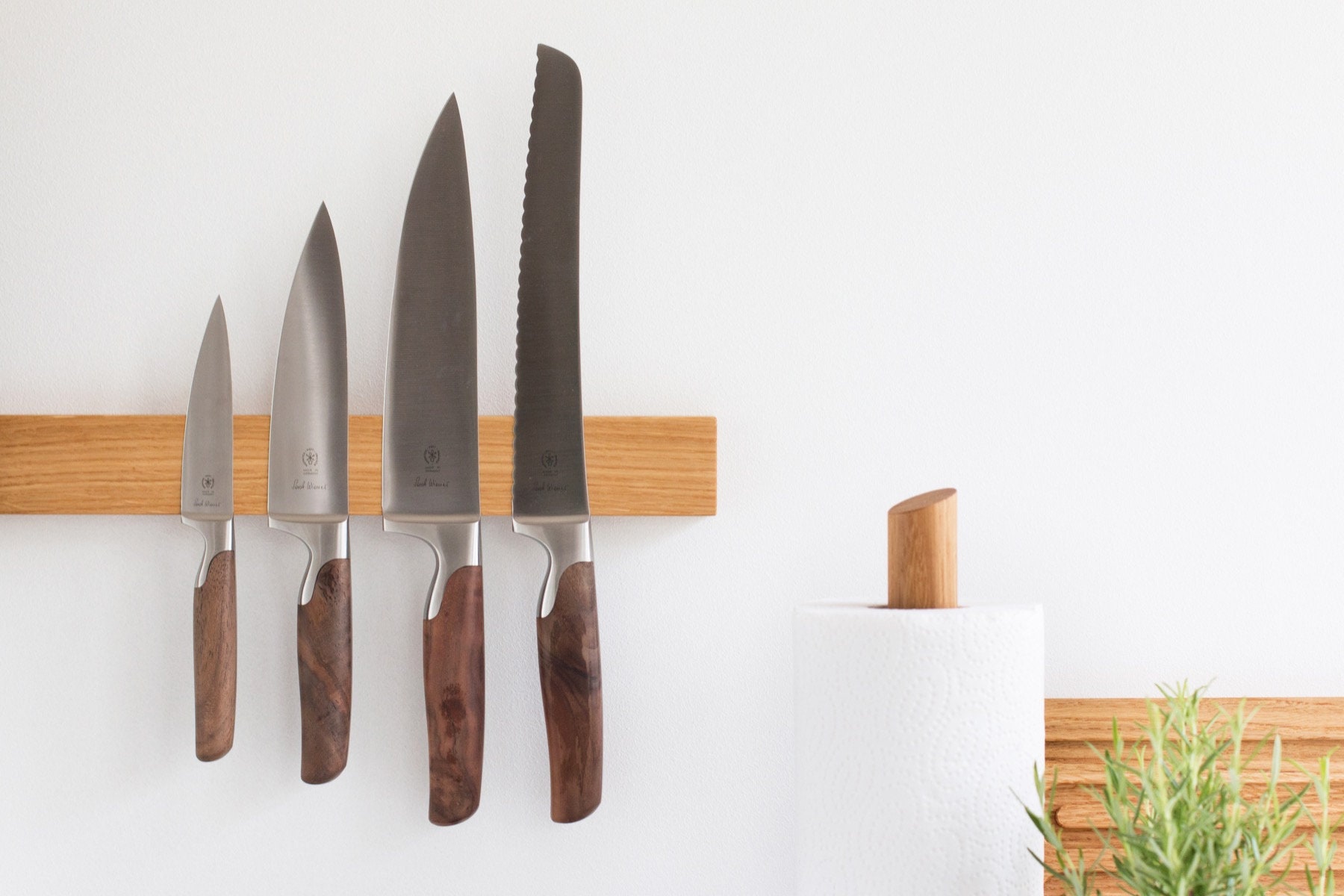 Messerleiste Eiche magnetisch – Holz, für 3–9 Messer, ohne Bohren, Messerblock-Alternative