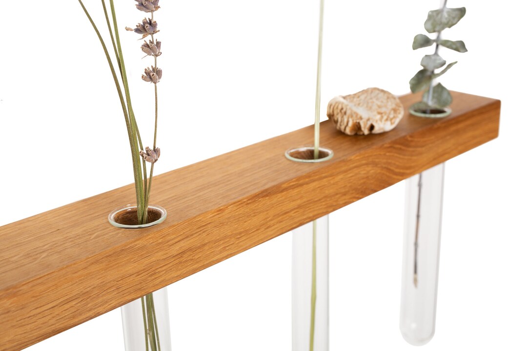 Wall Mounted Test Tube Vase oak Etsy