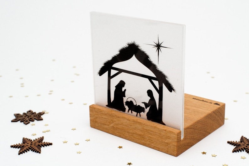 Crib Wood Mini / Christmas Crib Wood Oak Modern with Tea Light Etsy