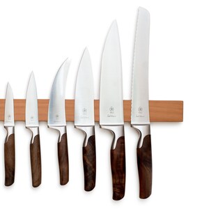 Knife strip configurator for up to 15 knives lengths 21 to 76 cm different types of wood and strong double magnets, knife block without drilling Buche