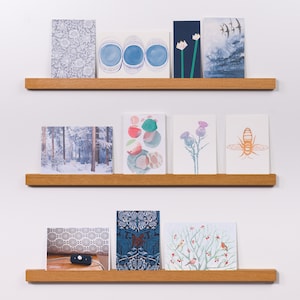 Picture ledge with groove photo ledge wood narrow modern card holder wall poster ledge for postcards photos wall decoration thin elegant gift moving in