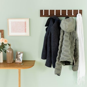 Wall wardrobe wood walnut wardrobe bar coat hooks coat rack hook bar wardrobe board space-saving simple modern image 2