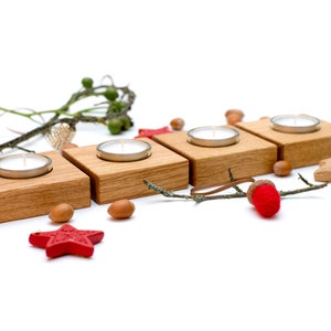 Adventskranz Holz modern vier Kerzenhalter zur individuellen Anordnung, für die Familie, Erwachsene als Geschenk Weihnachtsdeko Adventsdeko Bild 4