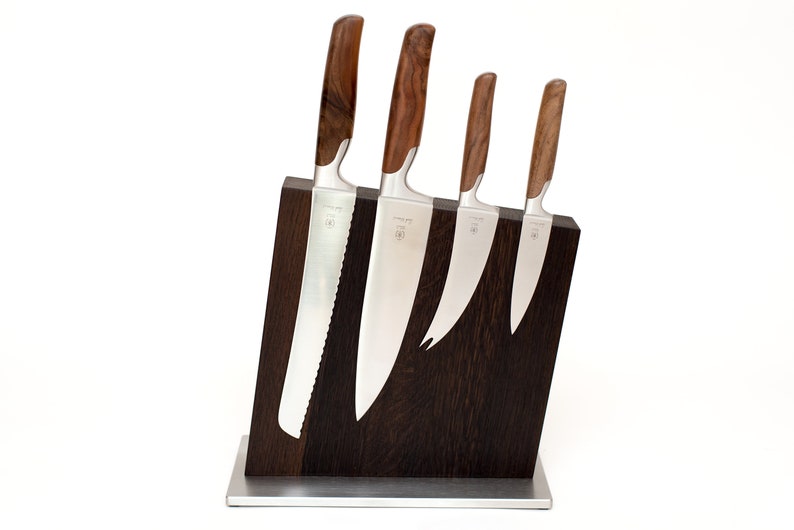 Messerblock Holz Räuchereiche magnetisch ohne Messer starke Magnete modern schlicht und edel zur Messeraufbewahrung Messerhalter Küche Bild 4